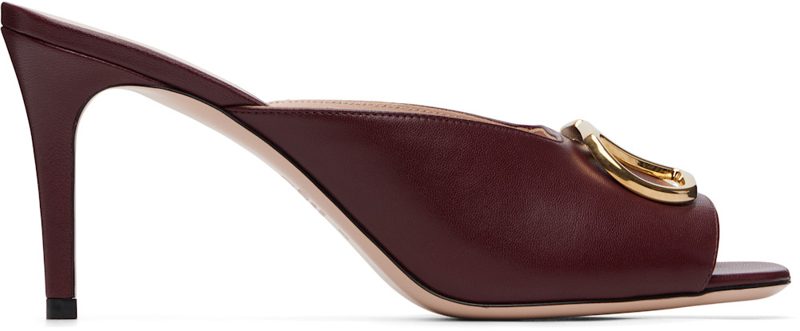 Garavani Burgundy VLogo Signature Heeled Sandals 262807F125005
