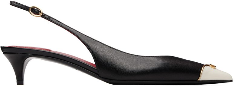 Garavani Black VLogo Heartip Slingback Heels 262807F122002