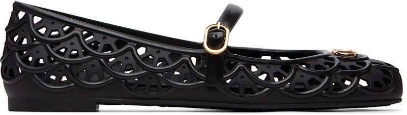Garavani Black Ondette Rubber Ballerina Flats 262807F118004
