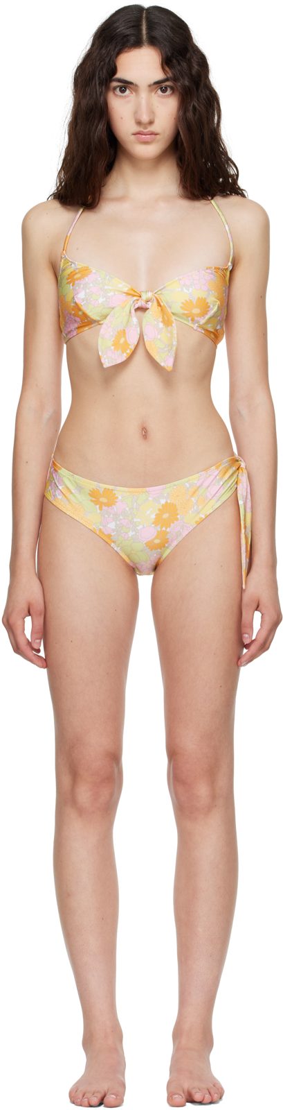 Chloe Multicolor Sunbleached Flower Print Bikini Top 262338F105001