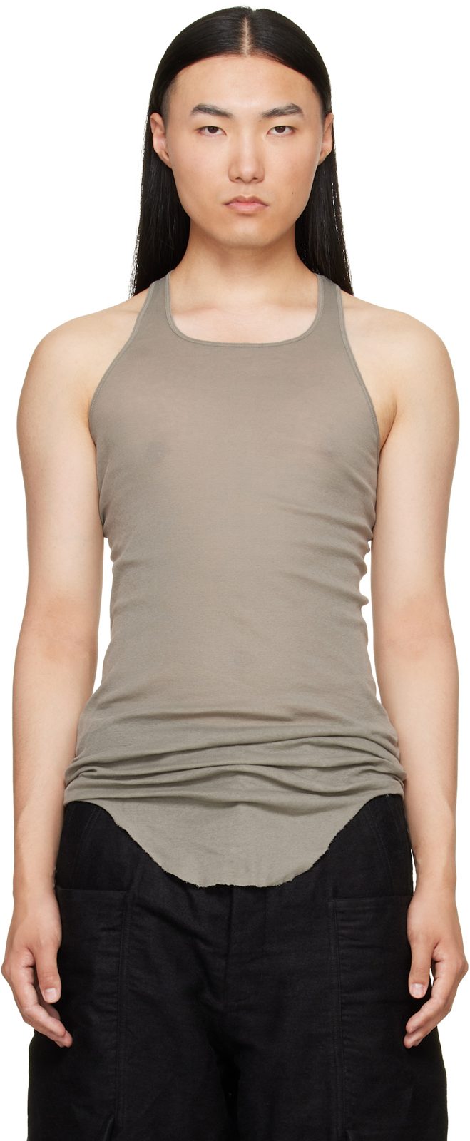 Taupe Tower Basic Rib Tank Top 262232M214018