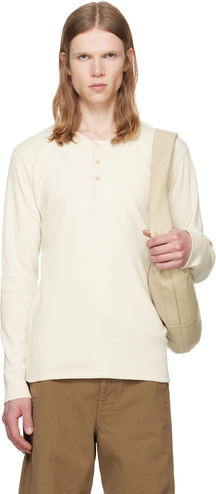 오프화이트 Long Sleeve Henley T-shirt 262646M211001
