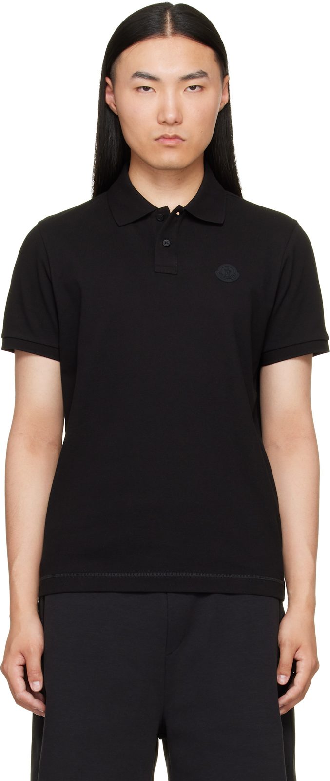 Black Logo Cotton Piquet Polo 262111M212000