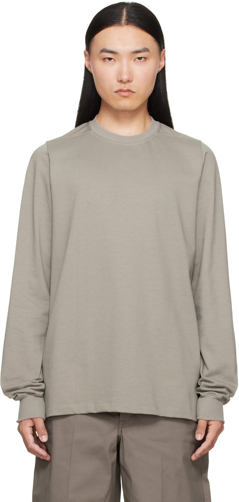 Gray Tower Short Crewneck LS T-shirt 262232M204008