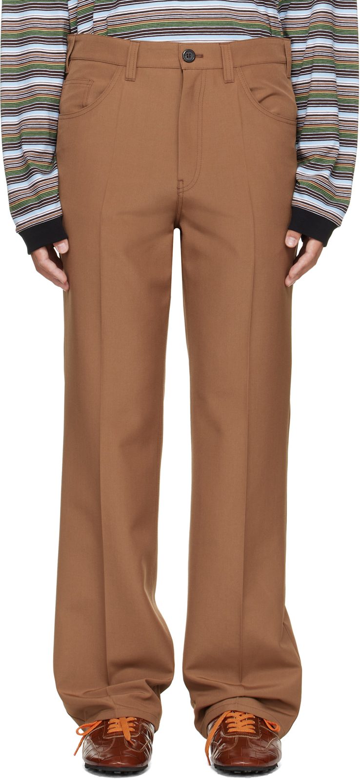 Marni Brown Virgin Wool Trousers 262379M191009