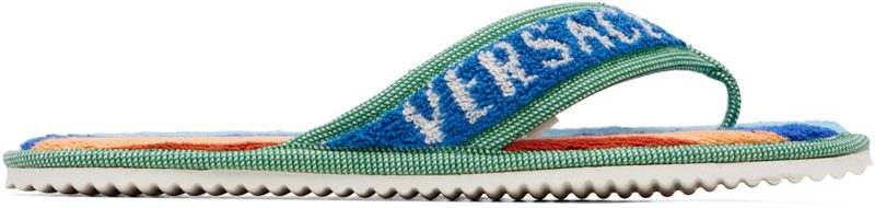 Blue Medusa Jacquard Flip-Flops 262404F124000