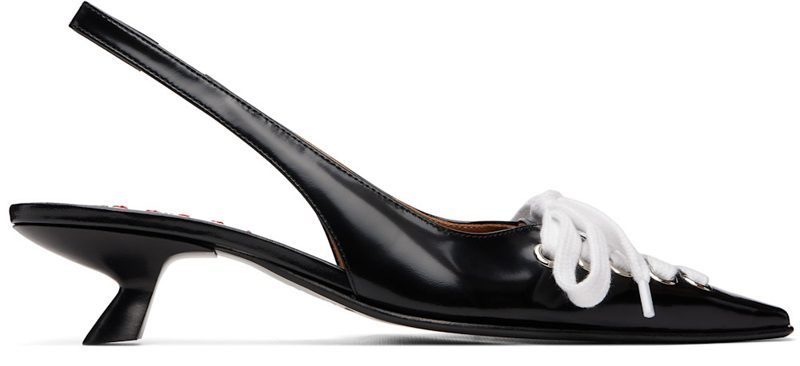 Marni Black Kat Slingback Kitten Heels 262379F122001