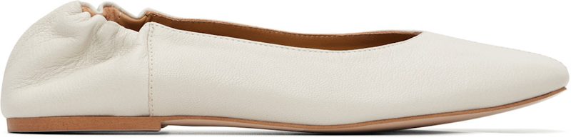 White Smooth Leather Ballerina Flats 262252F118001