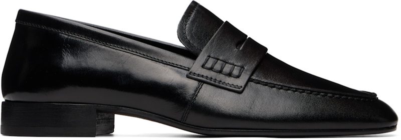 Black Leather Loafers 262358F121007