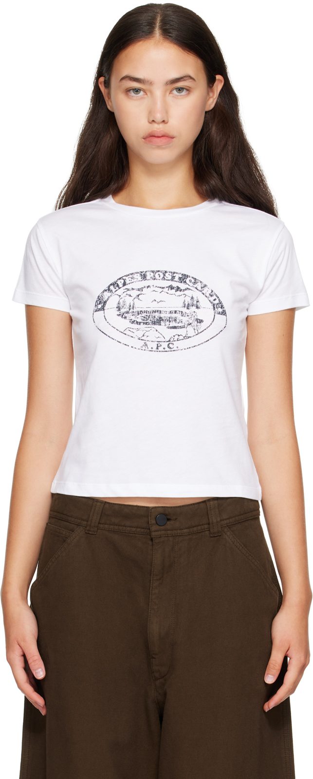 White Vintage-Effect Camping Logo T-shirt 262252F110001