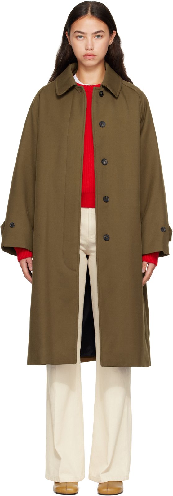 Khaki Water-Repellent Wool Jacket 262252F067001