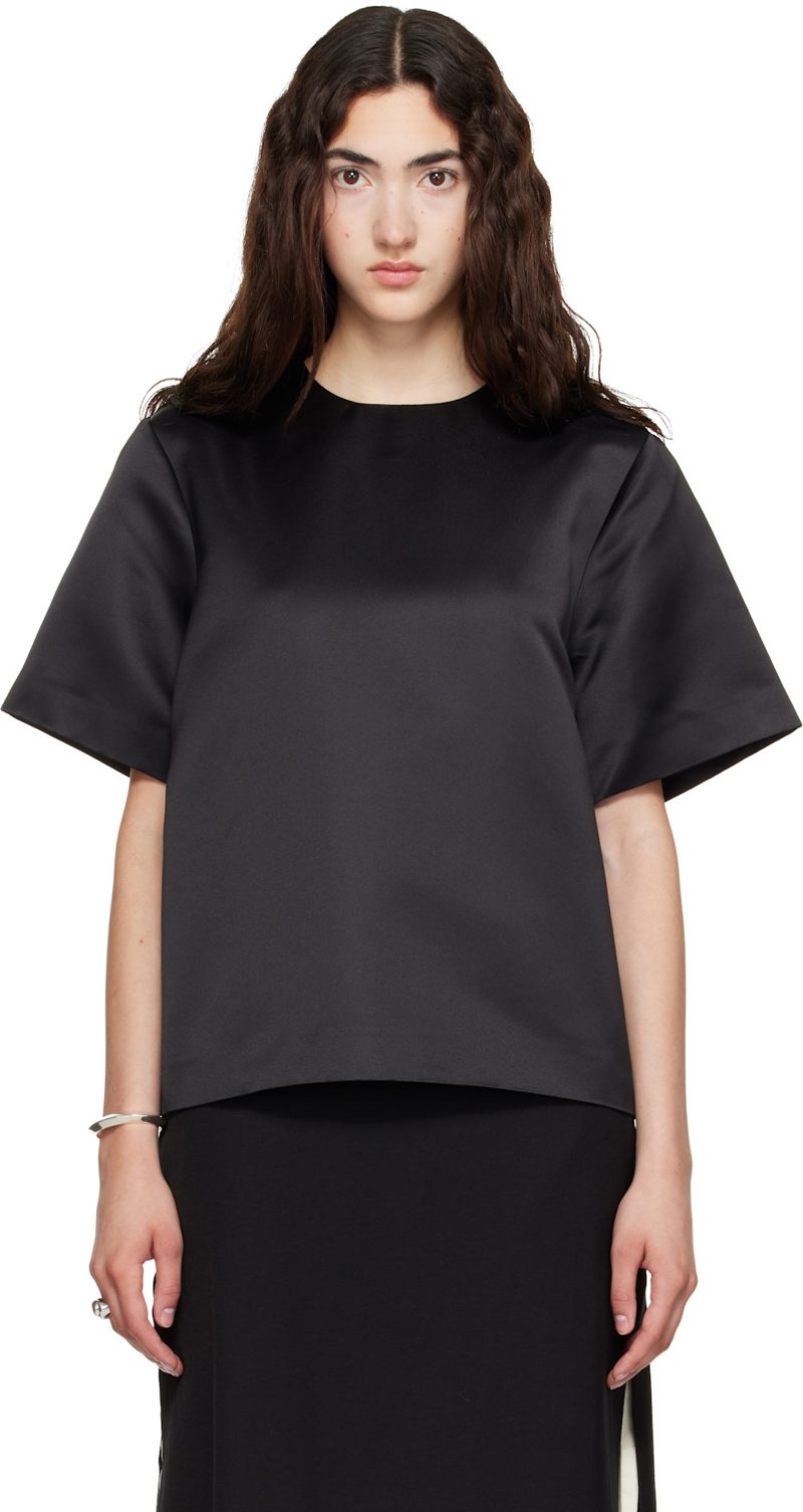 TOTEME Black Duchess Satin T-shirt 262771F110007