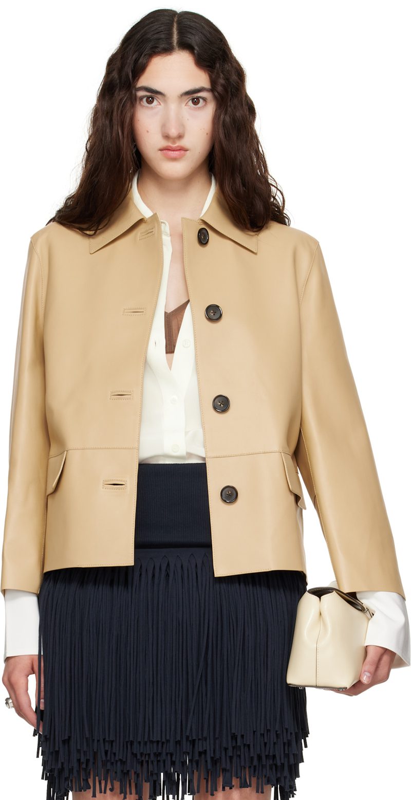 TOTEME Beige Bonded Leather Jacket 262771F064001