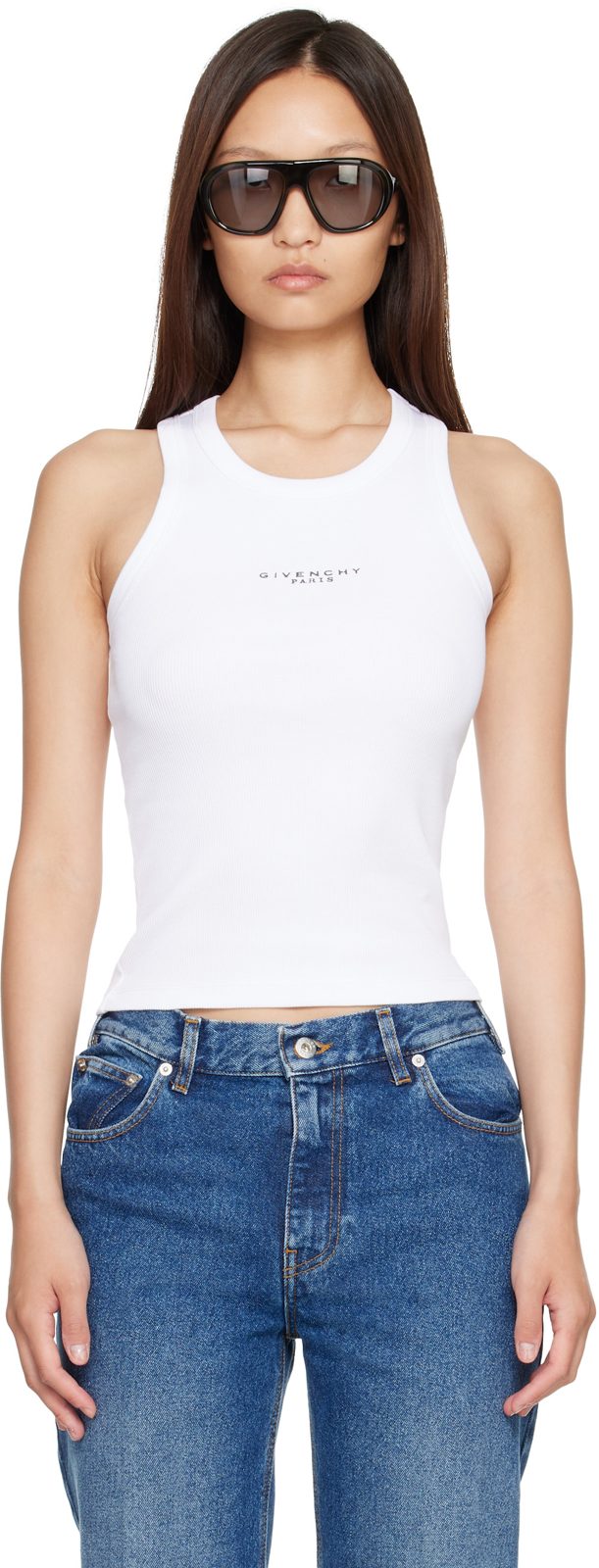 White Slim Fit [GIVENCHY] Paris Tank Top 262278F111003