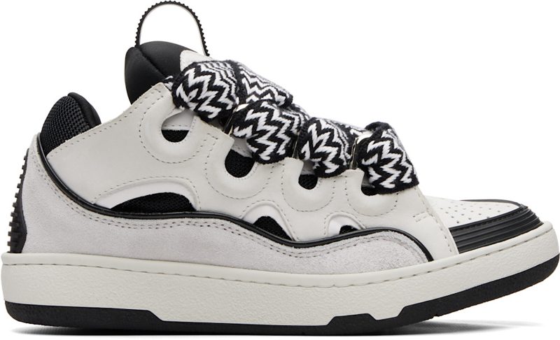 White & Black Bicolor Curb Sneakers 262254F128012