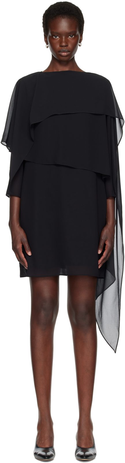 Black Chiffon Minidress 262188F052000