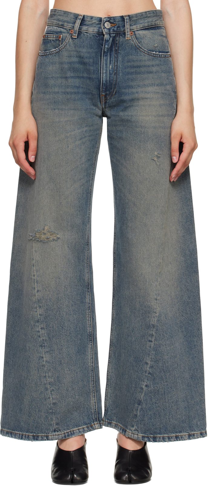 Navy Wide Denim Jeans 262188F069012