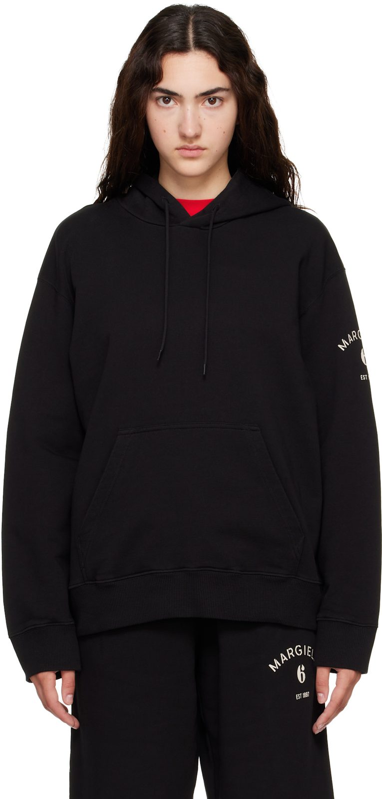 Black Mannequin-Print Hoodie 262188F097001
