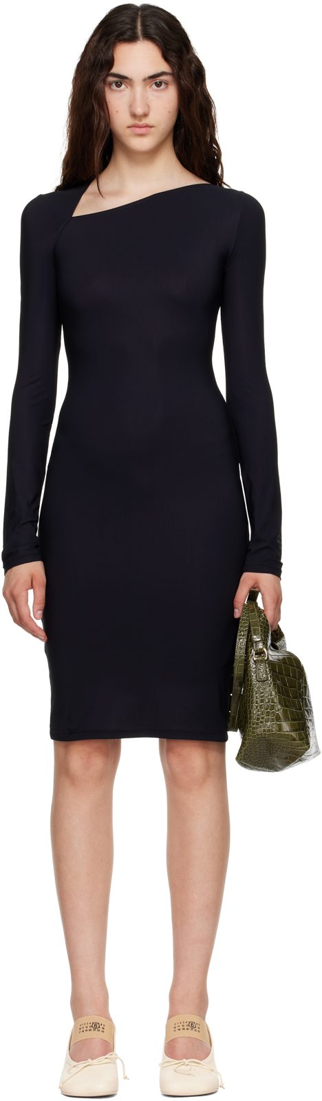 Black Jersey Midi Dress 262188F054002