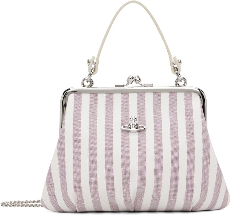 Burgundy & White Granny Frame Bag 262314F046011