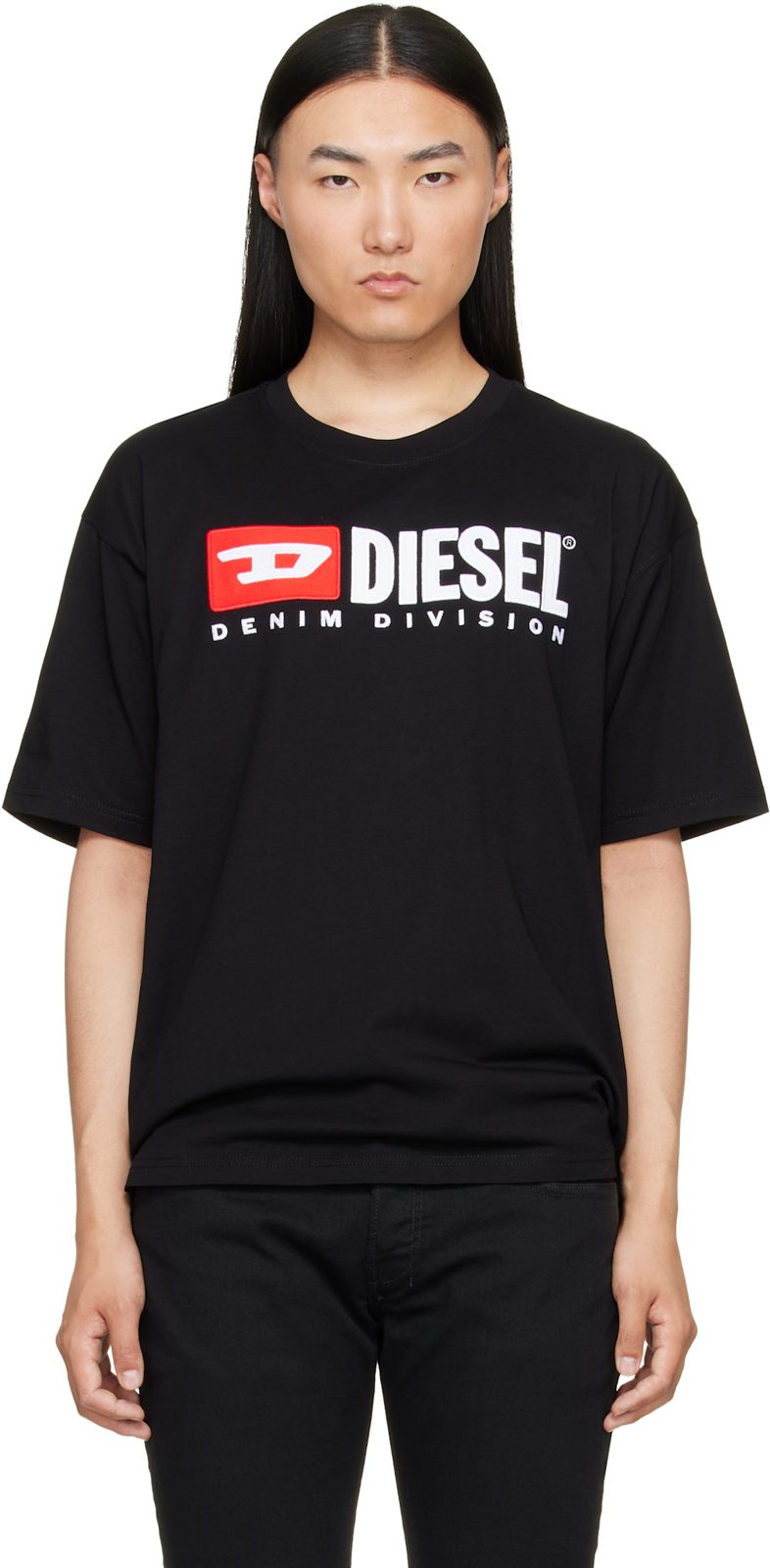 Black [디젤] Patch Logo T-shirt 262001M213016