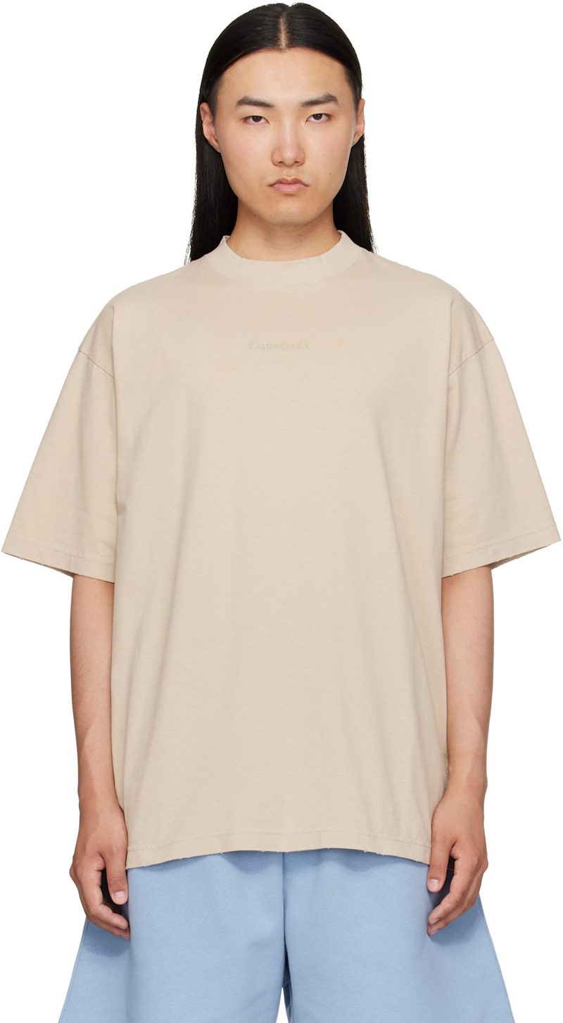 Beige Distressed T-Shirt 262342M213006