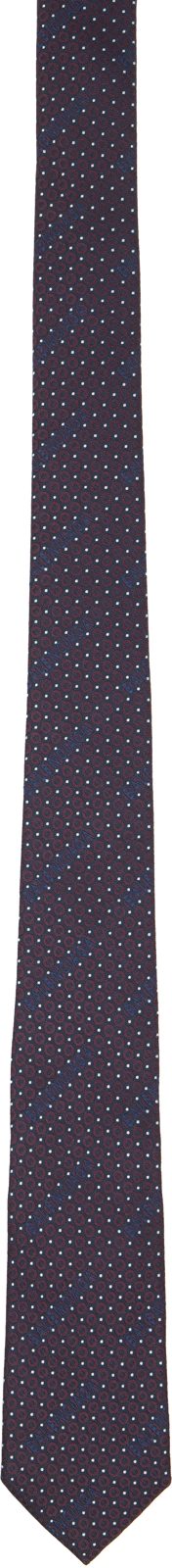 Burgundy & Navy Dots Jacquard Tie 262342M158002