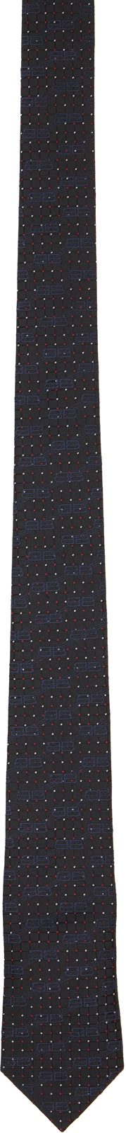Navy Monogram Square Jacquard Tie 262342M158000