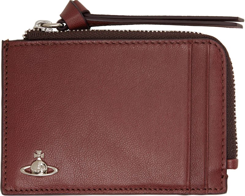 Brown Zip Card Holder 262314M163056