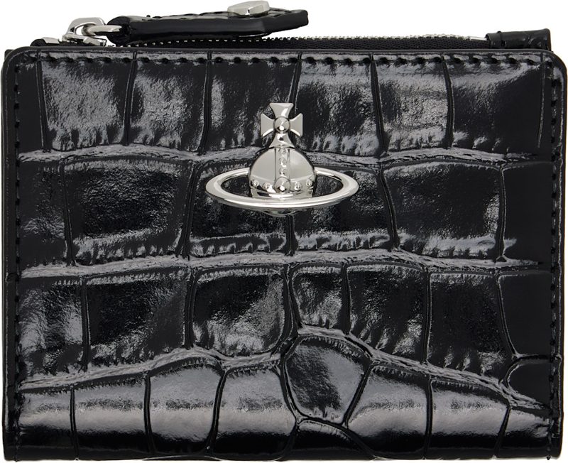 Black Slim Flap Card Holder 262314M163043