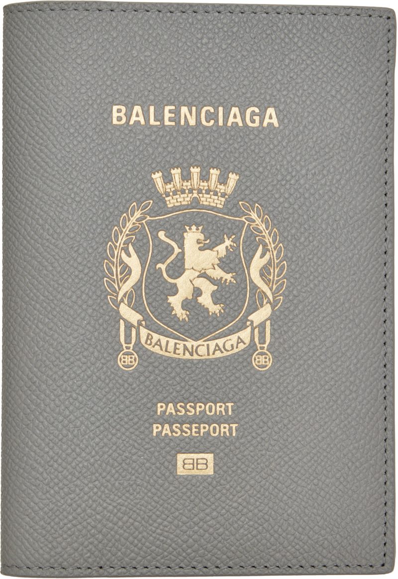 Gray Logo Passport Holder 262342M162002