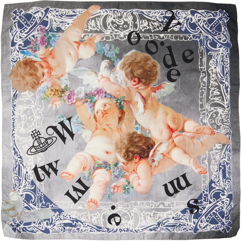 Gray Spring Cherub Square Scarf 262314M150034