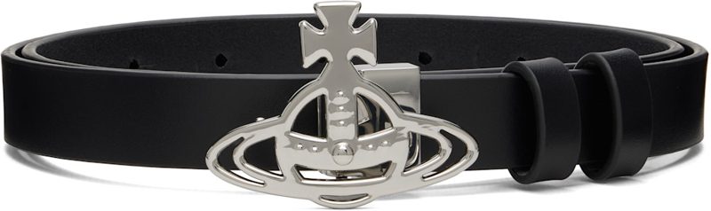 Black Small Line Orb Buckle Belt 262314M131002