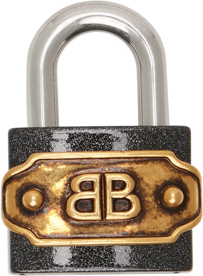 Black & Silver BB Padlock Bag Charm 261342M148006
