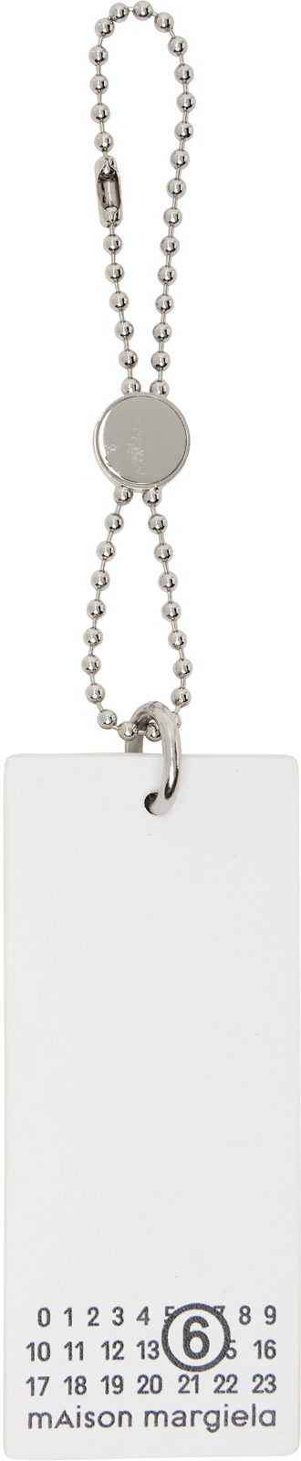 White Numeric Tag Bag Charm 262188M148003