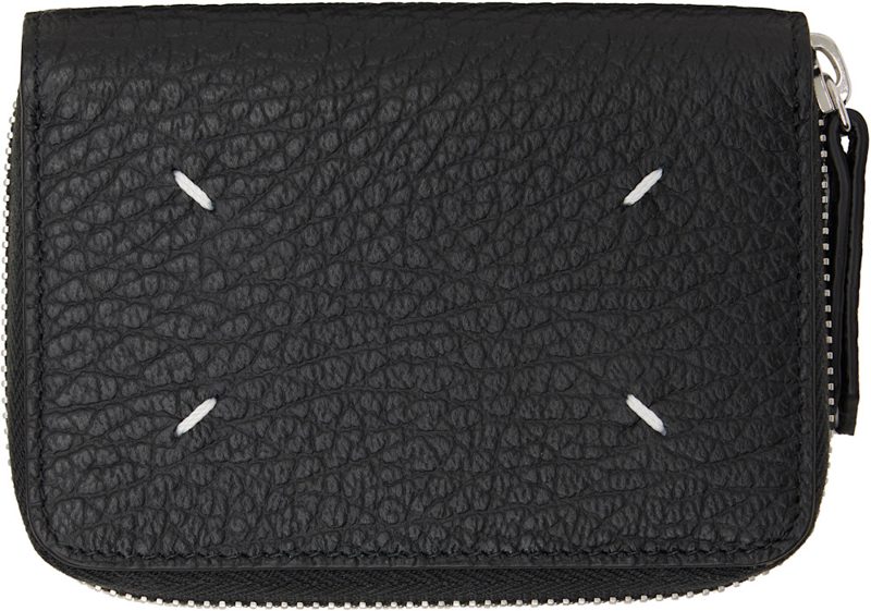 Black Four Stitches Zip Wallet 262168M164014