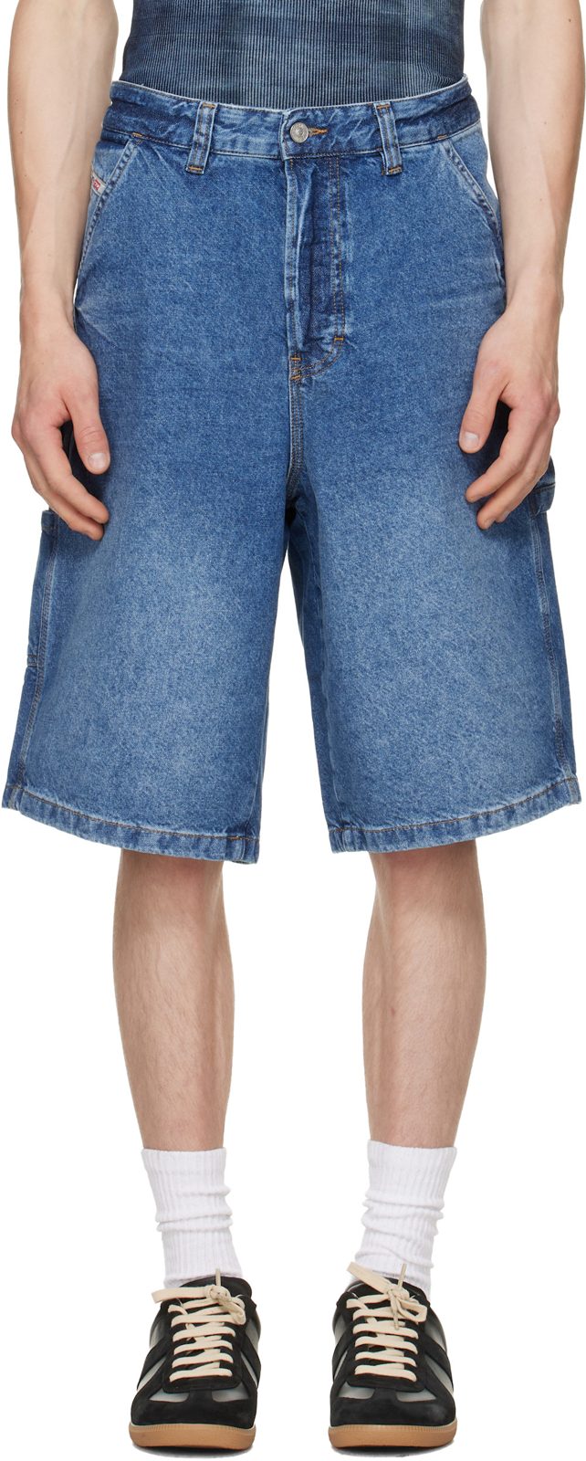Blue Utility-Style Denim Shorts 262001M193001