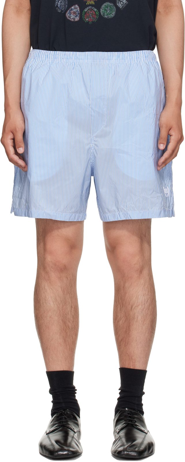 Blue & White Technical Stripes Boxer Shorts 262342M193002