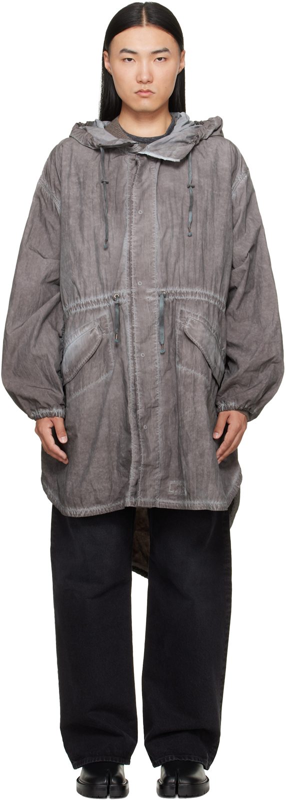 Gray Hooded Parka 262168M176000