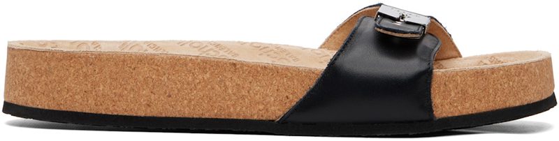 Black Scholl Edition Leather Flat Sandals 262342F124003