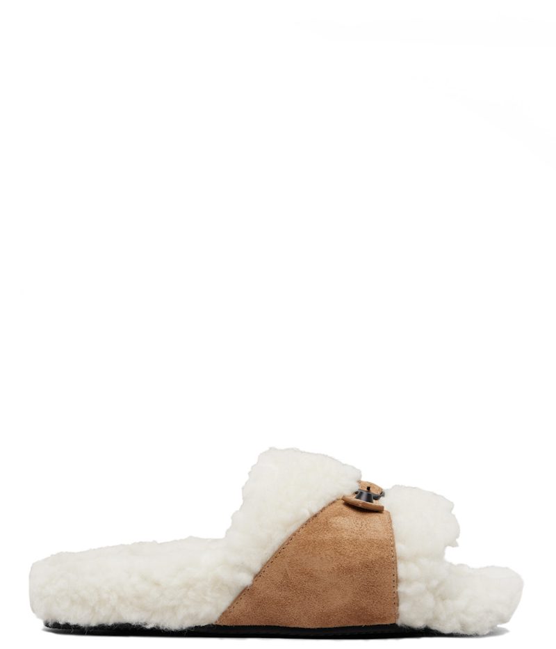 Tan & [오프화이트] Furry Slides 262342F124000