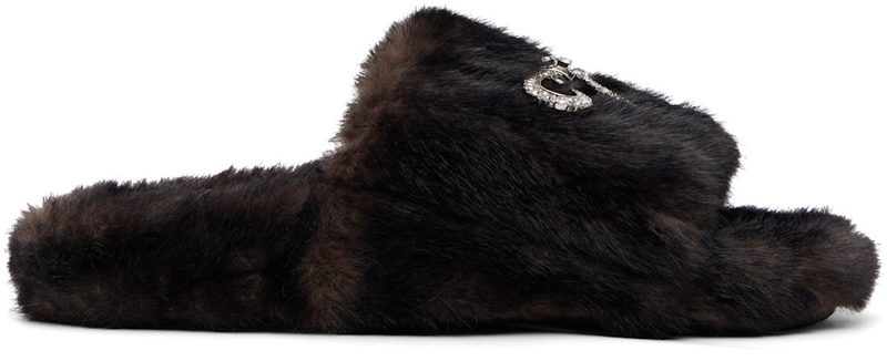 Brown Furry Slides 261342F121002