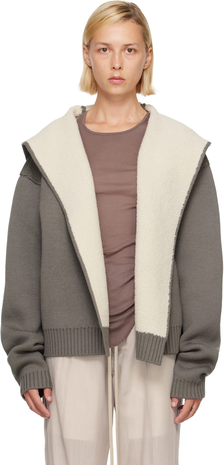 Gray & [오프화이트] Tower Reversible Robe Hoodie 262232F097009