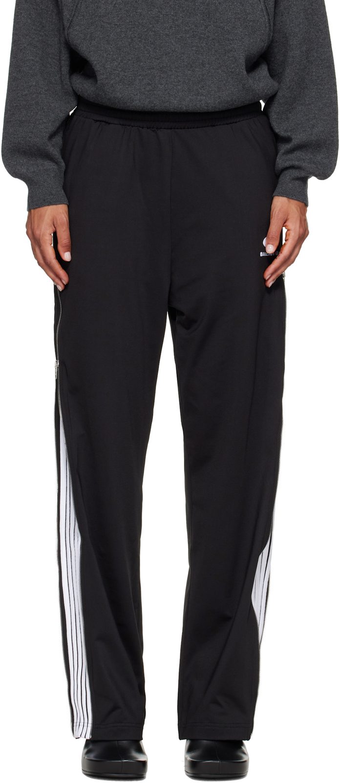 Black Zipped Loop Sports Icon Sporty Track Pants 262342F086001