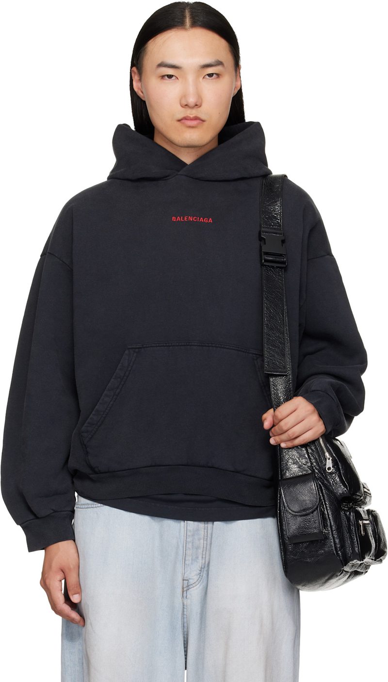 Black Faded Hoodie 262342M202013