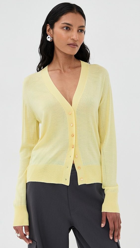 Cashmere Blend V Neck Cardigan_Pistachio Cream