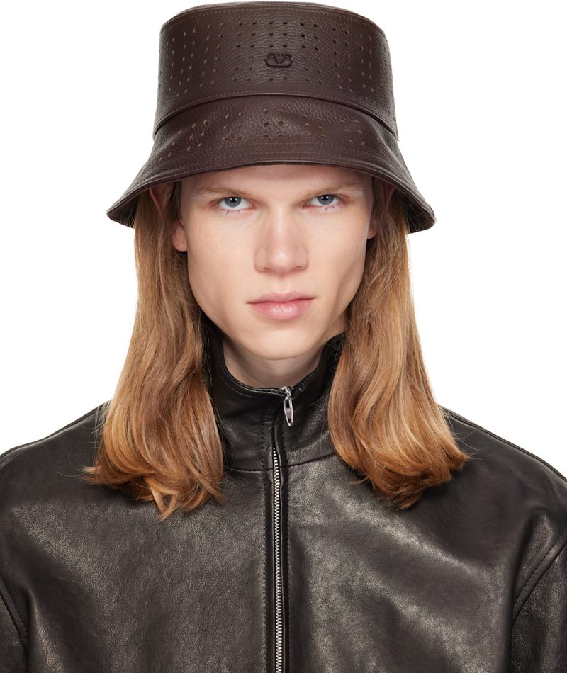 Garavani Brown VLogo Signature Holed Bucket Hat 262807M140000