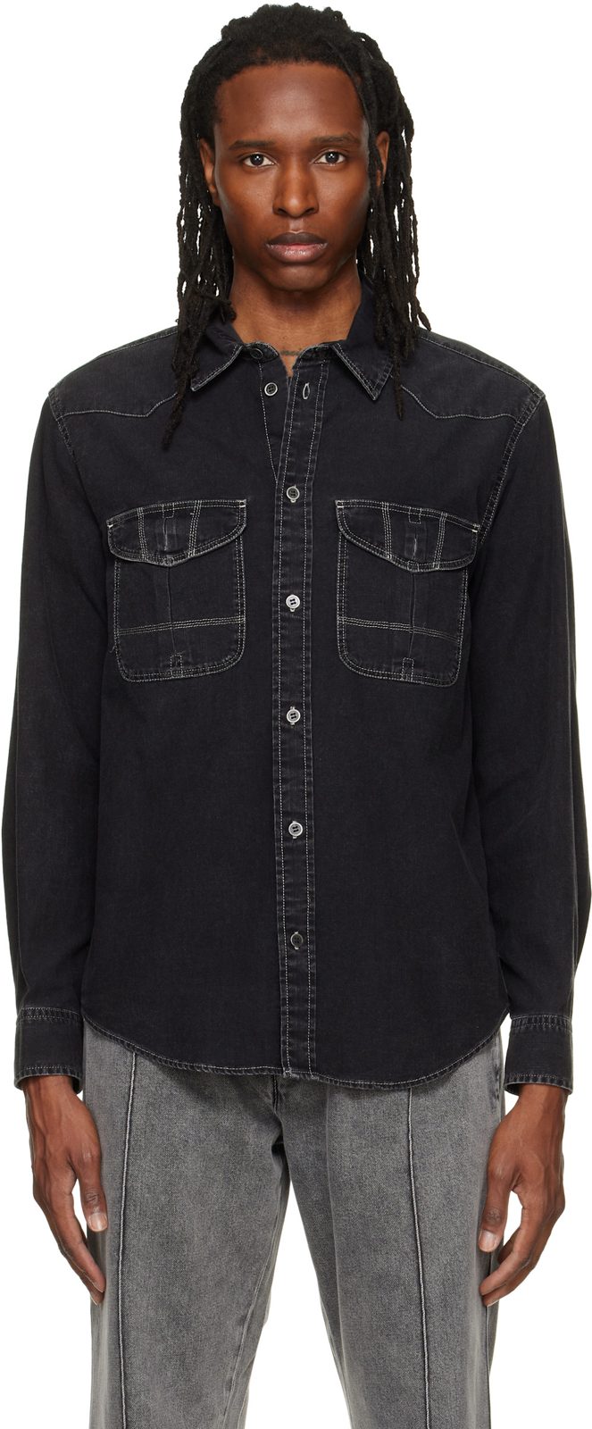 Black Viken Denim Shirt 262600M192000