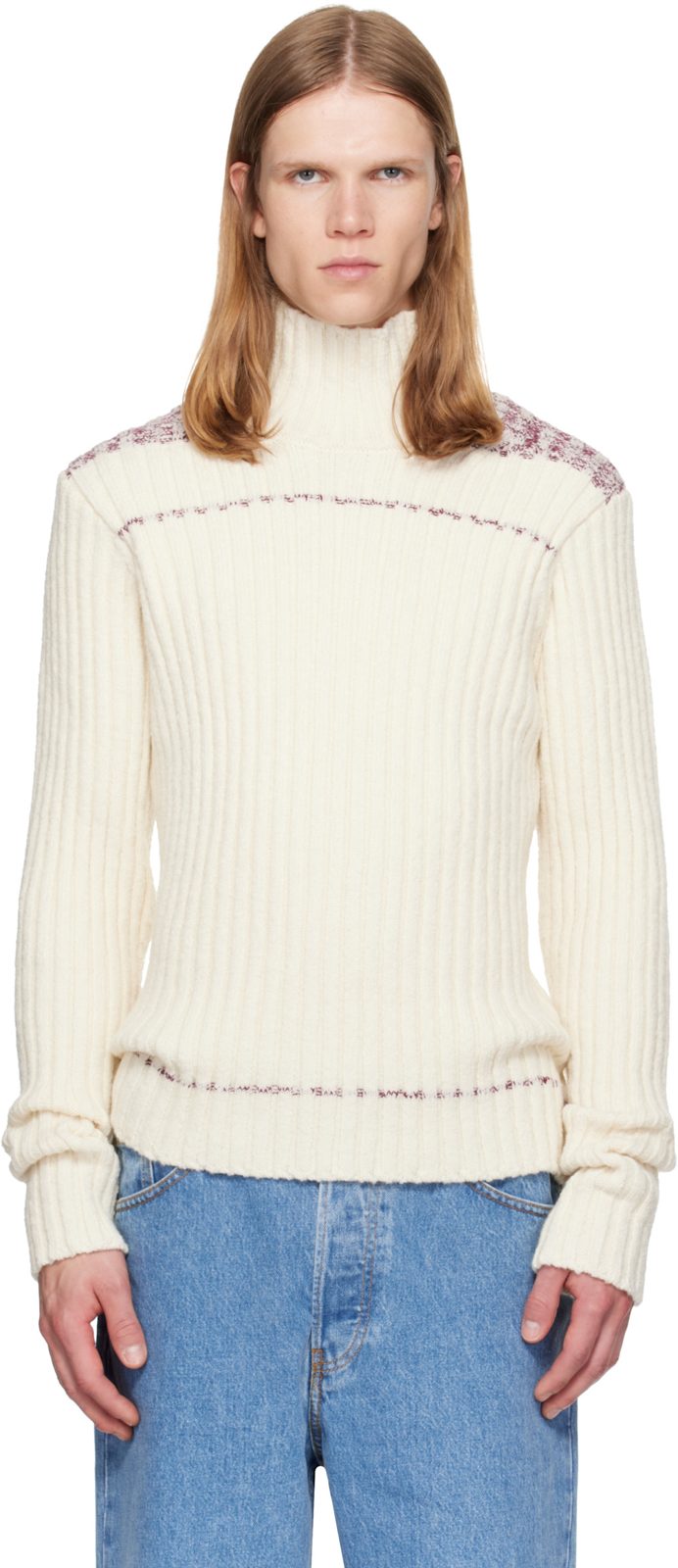 오프화이트 Rib-Knit Wool Turtleneck 262358M205001