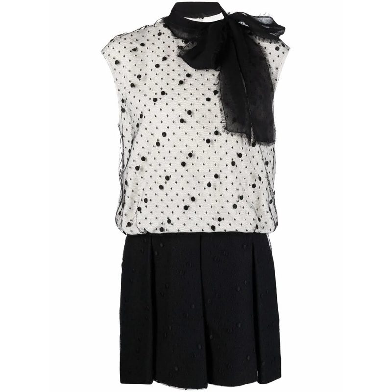 Garavani Garavani Pussy-Bow Polka Dot Dress